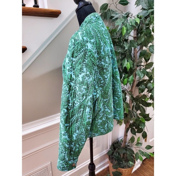 Charter Club Women Green & Blue Cotton Long Sleeve Buttons Front Jacket Size XL - Picture 6 of 14